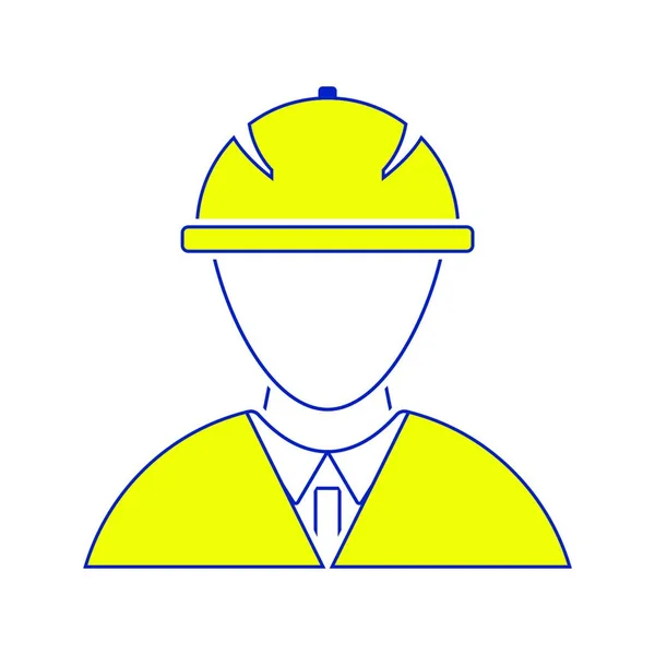 戴着头盔的建筑工人头像 细线设计 矢量说明 — 图库矢量图片