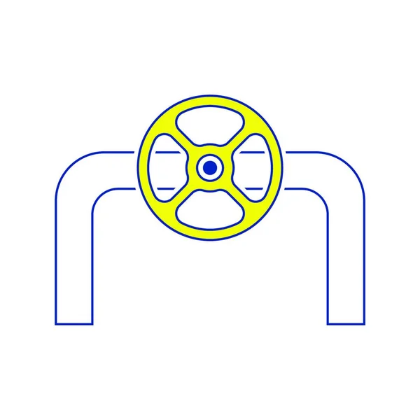 バルブ付きパイプのアイコン 細い線のデザイン ベクターイラスト — ストックベクタ