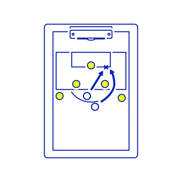 Икона Футбольного Тренера Планшета Игровым Планом Тонкая Линия Дизайна Векторная — стоковый вектор