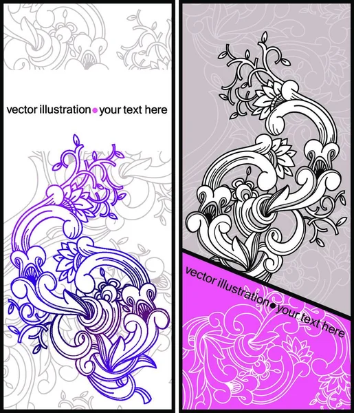 Two Vector Floral Cards — Stock Vector