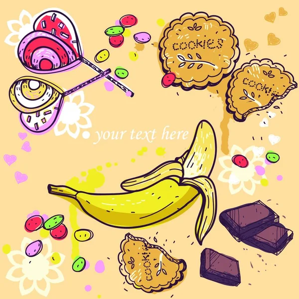 Illustration Vectorielle Bonbons Biscuits Bonbons — Image vectorielle