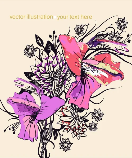 Vector Illustration Blooming Flowers — Stock Vector