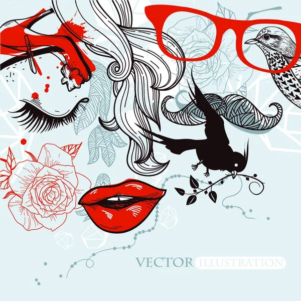 Vector Illustration Abstract Man Woman Vintage Style — Stock Vector