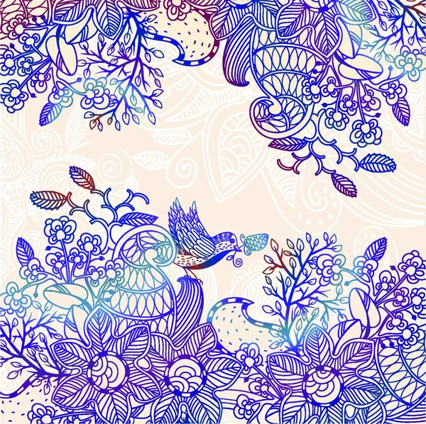 Fond Floral Vectoriel Avec Ornement Dentelle Dessiné Main — Image vectorielle