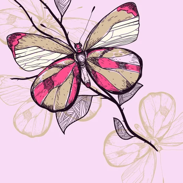 Векторна Ілюстрація Мальованих Метеликів — стоковий вектор