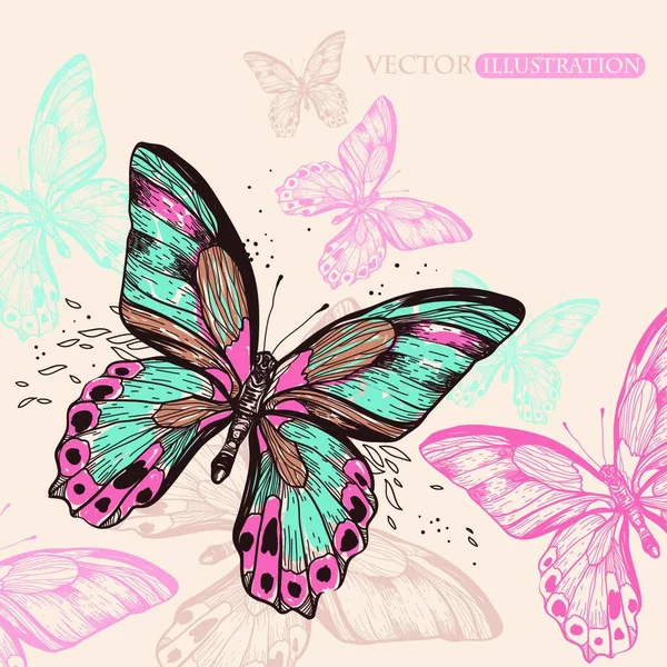 Renkli Uçan Kelebeklerin Vektör Çizimi — Stok Vektör