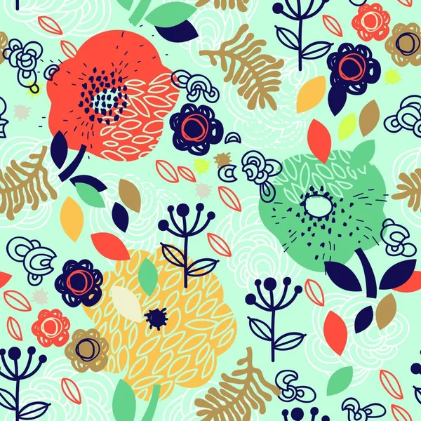 Patrón Sin Costura Floral Vectorial Con Flores Abstractas — Archivo Imágenes Vectoriales