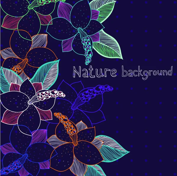 Fond Floral Vectoriel Avec Des Fleurs Colorées Sur Fond Violet — Image vectorielle