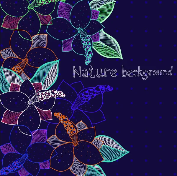 Vector Floral Fondo Con Flores Colores Sobre Fondo Violeta Oscuro — Archivo Imágenes Vectoriales