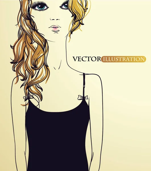 Vektor Illustration Vacker Blondin — Stock vektor