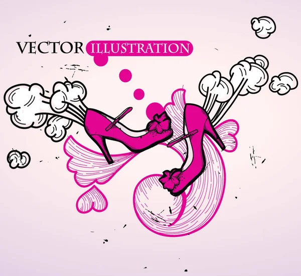 Vector Illustration Flying Pink Shoes — Stockvektor