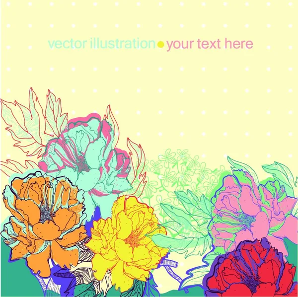 Vector Illustration Colored Blooming Roses — Stock Vector