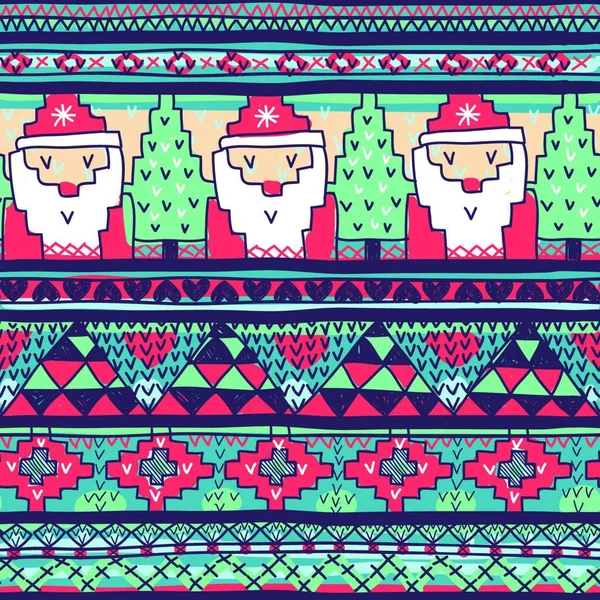 Padrão Sem Costura Vetorial Natal Com Malha Santa — Vetor de Stock