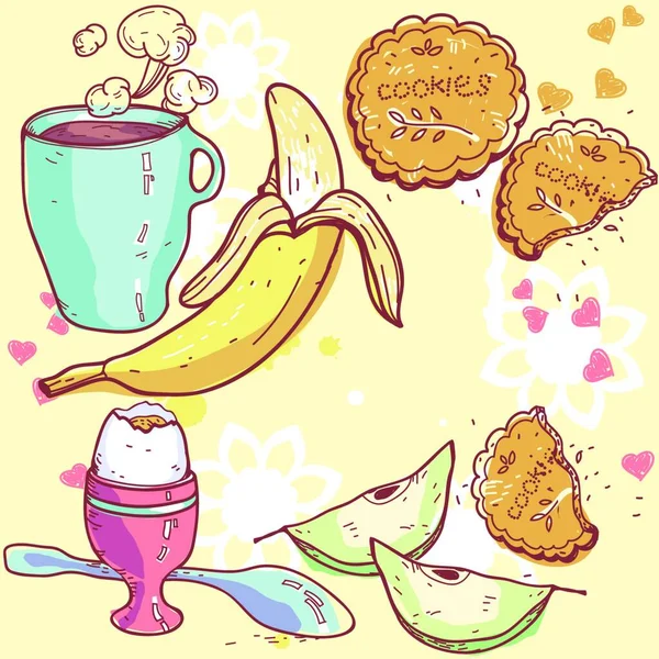 Vector Illustration Healthy Breakfast Food — Stock Vector