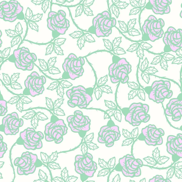 Векторный Цветочный Бесшовный Узор Цветущими Розами — стоковый вектор