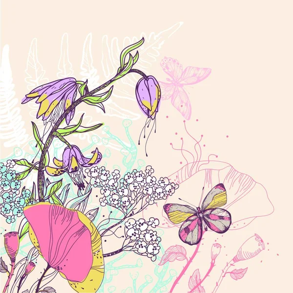 Vector Ilustración Flores Verano Brillantes — Vector de stock
