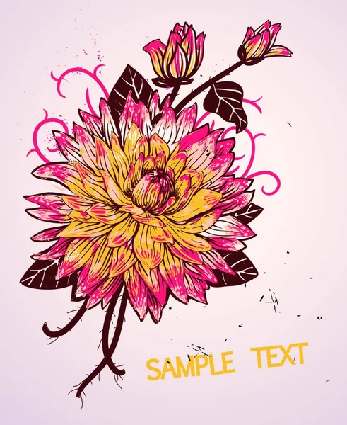 Illustrazione Floreale Vettoriale Con Crisantemo Colorato Fiore — Vettoriale Stock