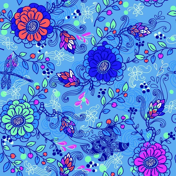Vector Floral Seamless Pattern — Stock Vector