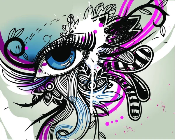 Abstrakcyjny Wektor Ilustracja Fantasy Niebieskie Oko — Wektor stockowy
