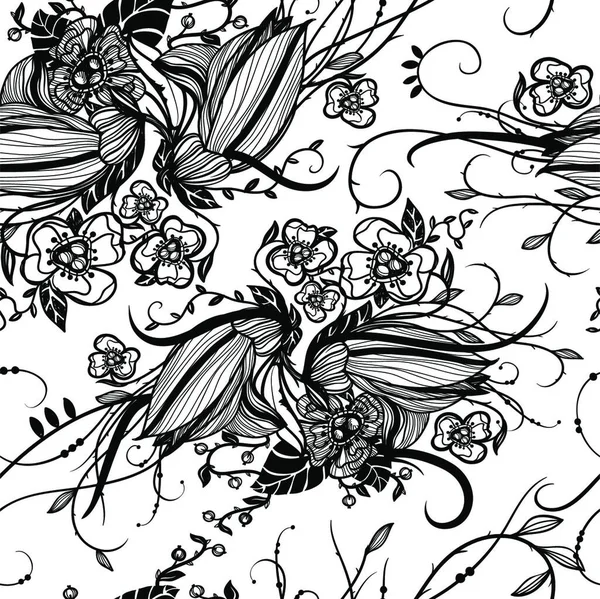 Motif Floral Vectoriel Sans Couture — Image vectorielle