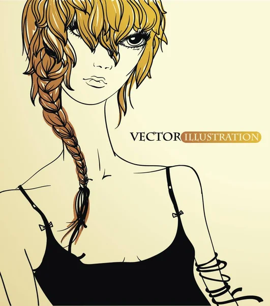Vector Illustration Pretty Girl — Stock Vector