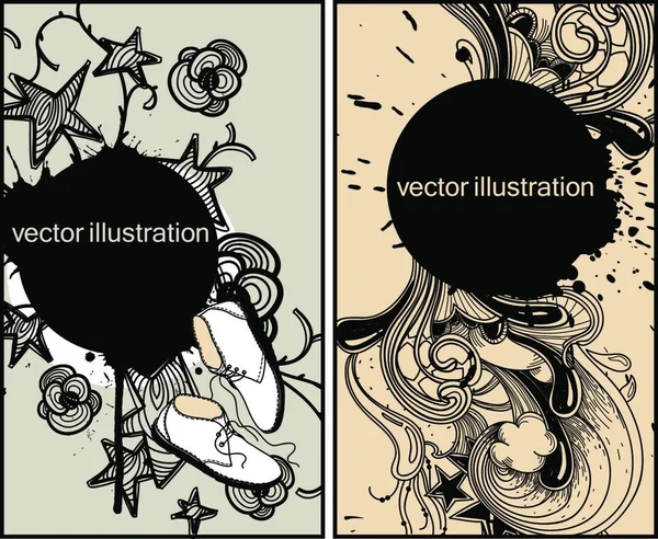 Tarjetas Vectoriales Con Plantas Absract Botas Blancas — Vector de stock