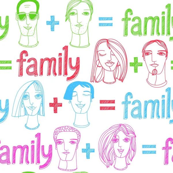 異なる家族を持つベクトルシームレスなパターン — ストックベクタ