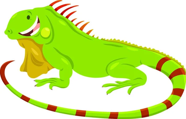 Kreslený Obrázek Roztomilé Leguán Zelený Živočišného Charakteru — Stockový vektor