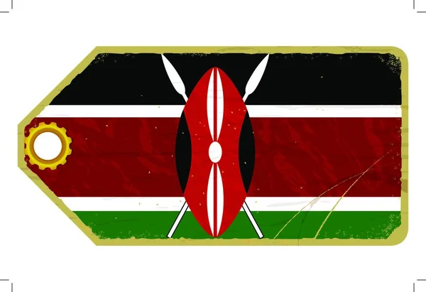 ケニアの国旗とヴィンテージラベル — ストックベクタ