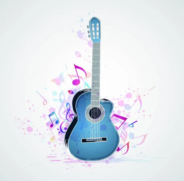 Fundo Abstrato Musical Com Guitarra Notas — Vetor de Stock
