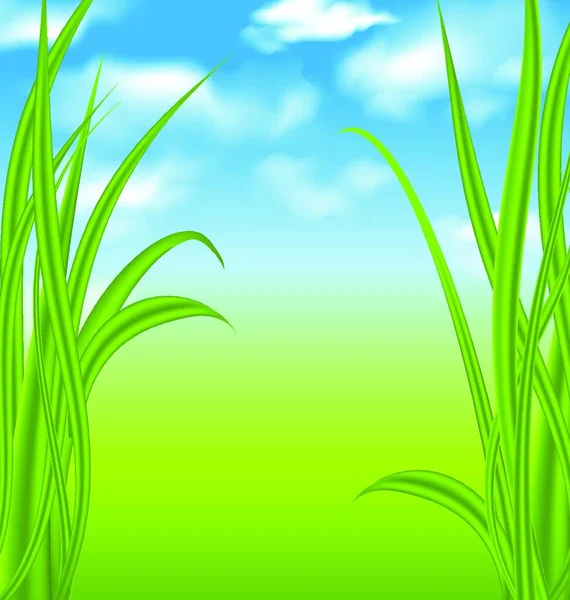 带绿草和天线阵的说明自然背景 — 图库矢量图片