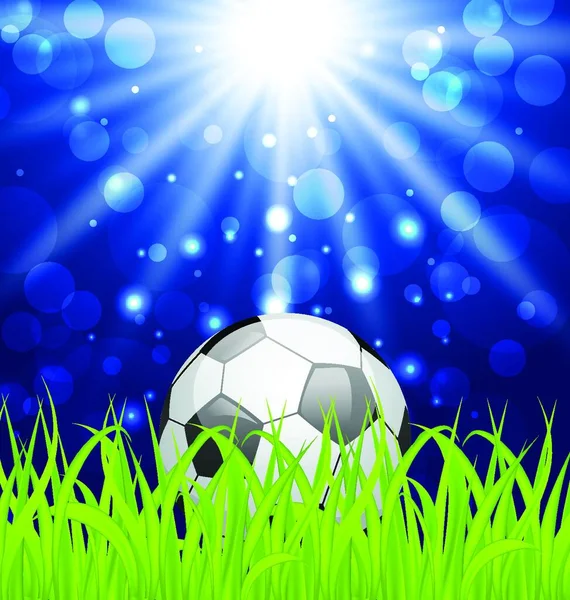 Illustration Balle Soccer Sur Herbe Verte Avec Effet Éclat Vecteur — Image vectorielle