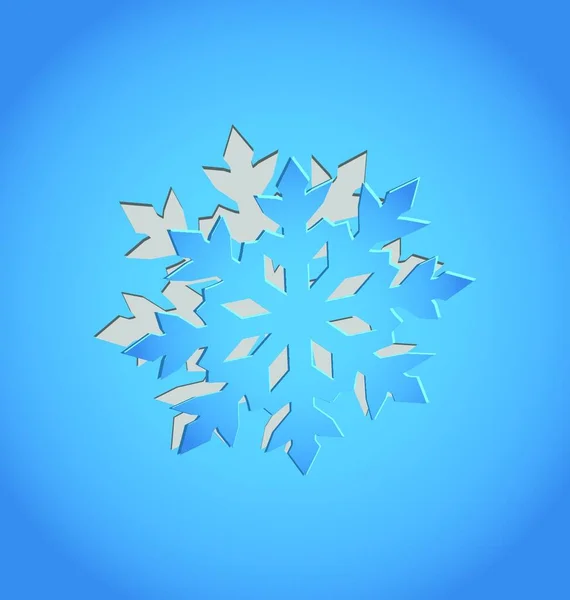 Ilustración Recortada Copo Nieve Navidad Papel Azul Vector — Vector de stock