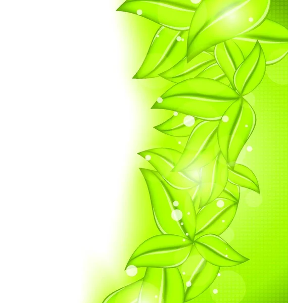 緑の葉とイラストの性質の背景 ベクター — ストックベクタ