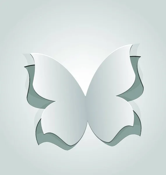 Afbeelding Uitgesneden Vlinder Grijs Papier Vector — Stockvector