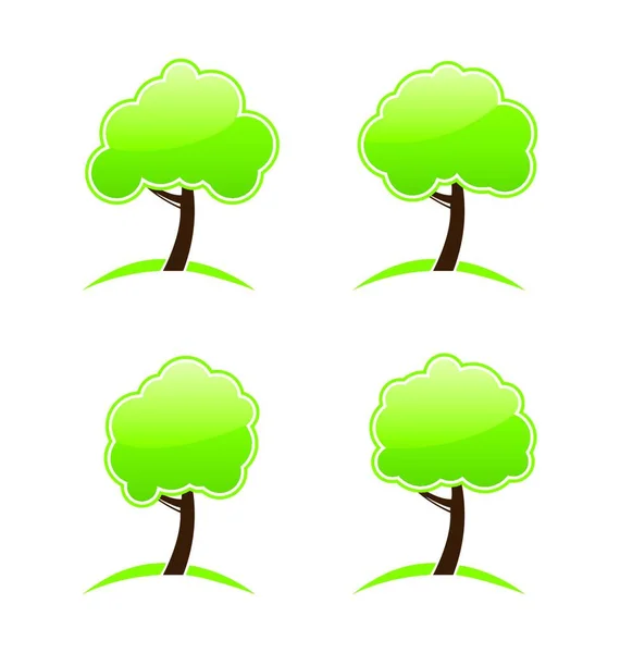 Иллюстрация Абстрактные Зеленые Различные Иконки Деревьев Вектор — стоковый вектор
