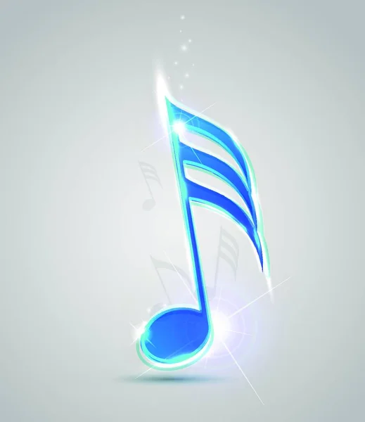 Vector Music Background Blue Shining Note — Stock Vector