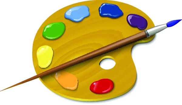 wooden art palette with paint and brushes, close up 17656677 Stock Photo at  Vecteezy