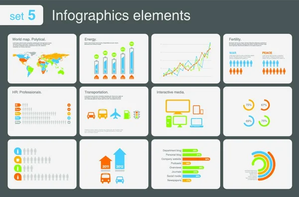 Infographics Elements Icons Multiuse Business Finance Reports Statistics Diagram Graph — Stock Vector