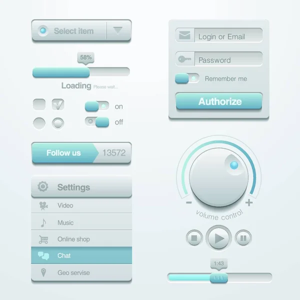 Gebruikersinterface Applicatie Ontwerp Elementen Sjabloon Kit Voor Adaptieve Apps — Stockvector