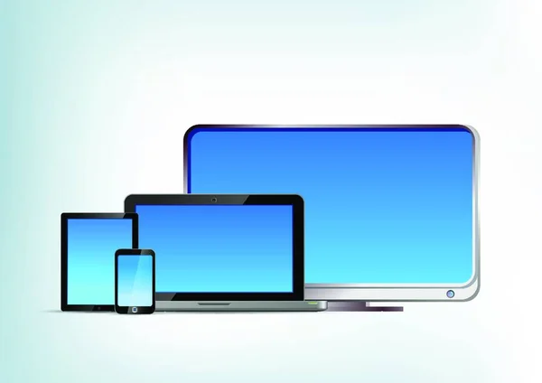 Abstrakte Geräte Tablet Laptop Smartphone Vektor Frontansicht Notebook Handy Touchpad — Stockvektor