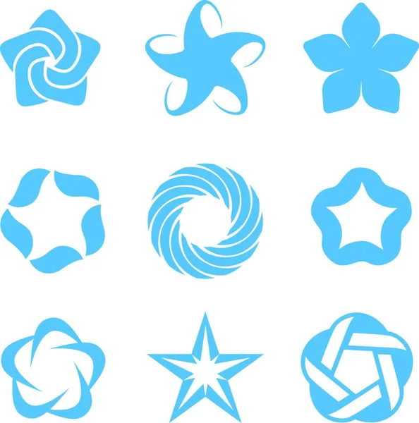 Conjunto Plantillas Logotipo Abstracto Estrella Iconos Blue Business Conceptos Estrellas — Archivo Imágenes Vectoriales