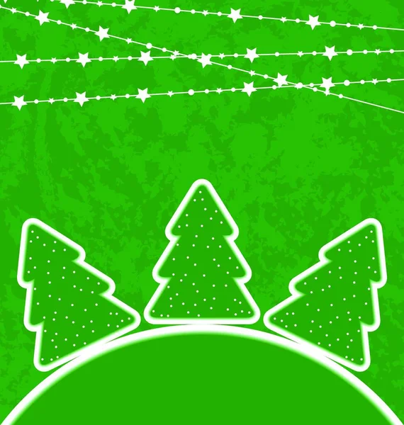 Ilustración Navidad Conjunto Árboles Con Huertos Vector — Vector de stock