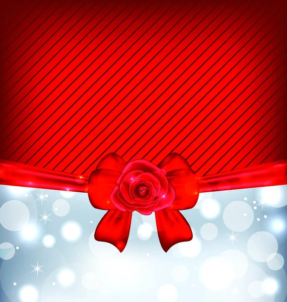 Illustration Festive Background Gift Bow Rose Vector – Stock-vektor