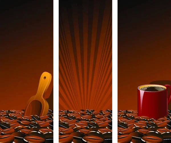 Brown Coffee Banners Ilustração Vetorial — Vetor de Stock