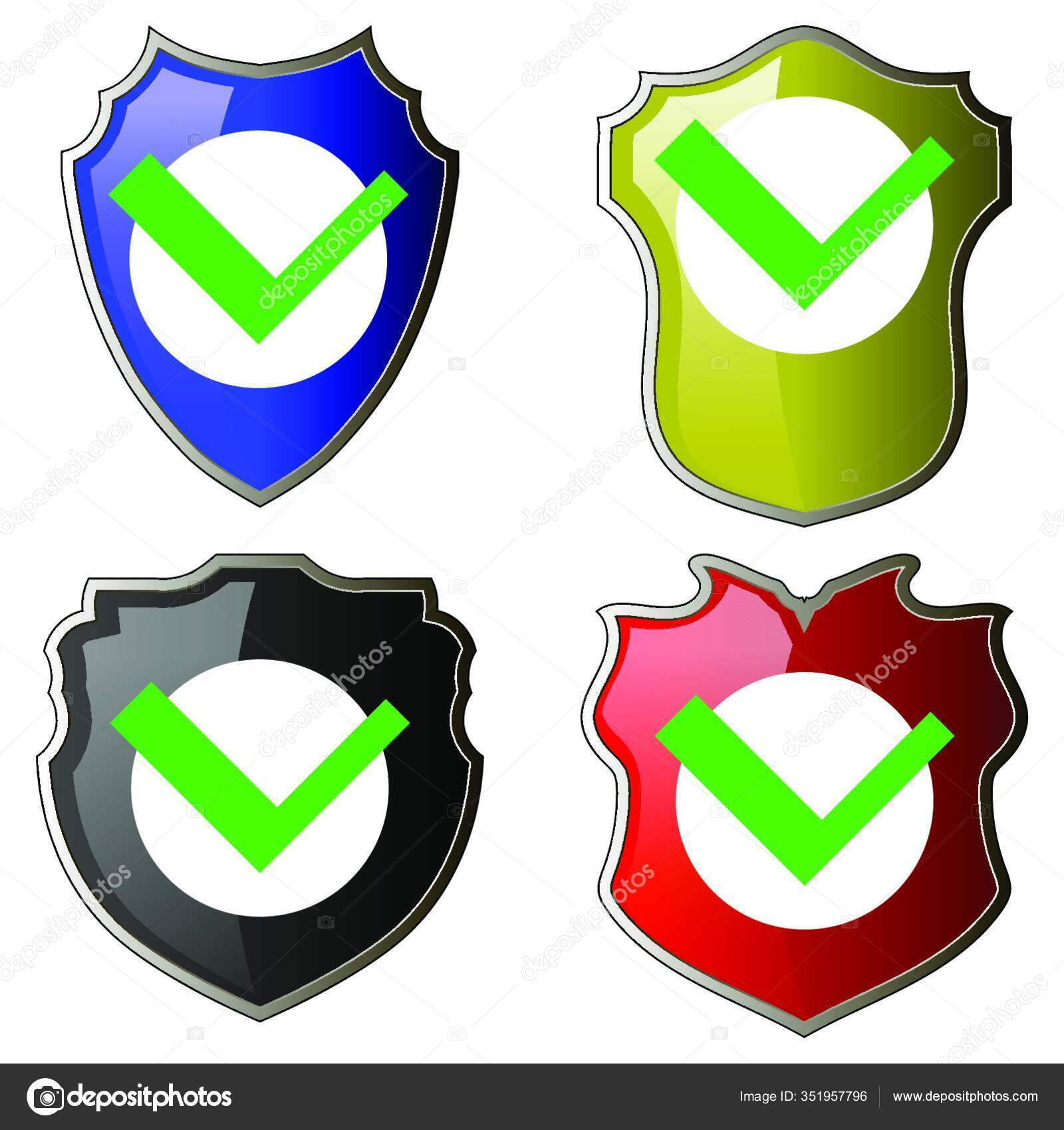 Security Check Icon Shield Logotype Protect Sign Isolated White ...