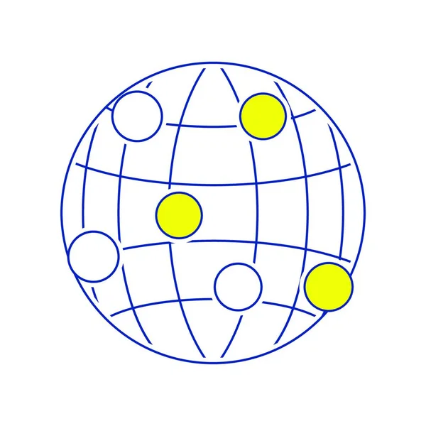 Icona Del Punto Connessione Del Globo Design Sottile Della Linea — Vettoriale Stock