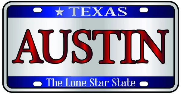 Austin Texas State License Plate Mockup Spoof White Background — Stock Vector