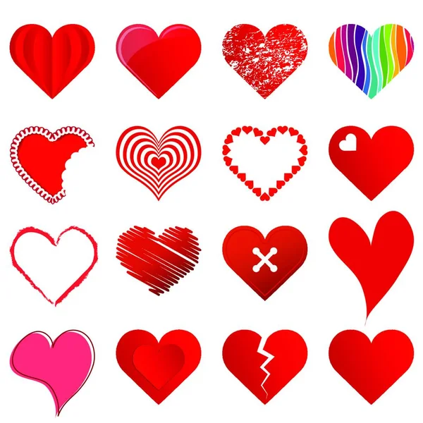 Colección Diferentes Corazones Hermosos Para Tiempo Amor San Valentín Día — Vector de stock