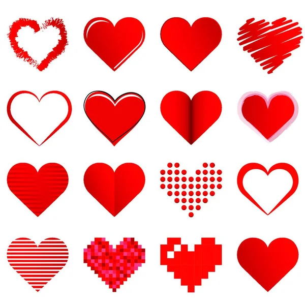 Коллекция Различных Красивых Сердец День Влюбленных Матерей — стоковый вектор